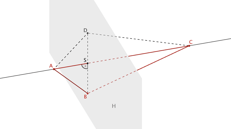 Das Drachenviereck ABCD entsteht aus dem Dreieck ABC durch Spiegelung des Punktes B an der Symmetrieachse [AC].