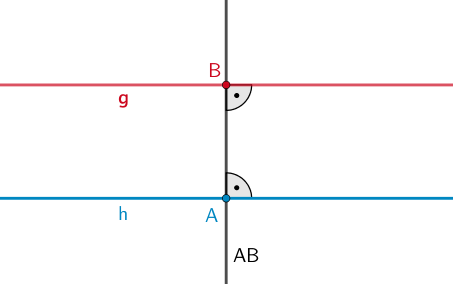 Gerade g, Gerade h || g mit A(2|0|0) ∈ h, Gerade AB ⊥ h
