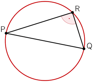 Dreieck PQR, Thaleskreis über der Strecke [PQ]