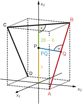 Abstand des Punktes P von der Strecke [AB] sowie von der Strecke [BC]