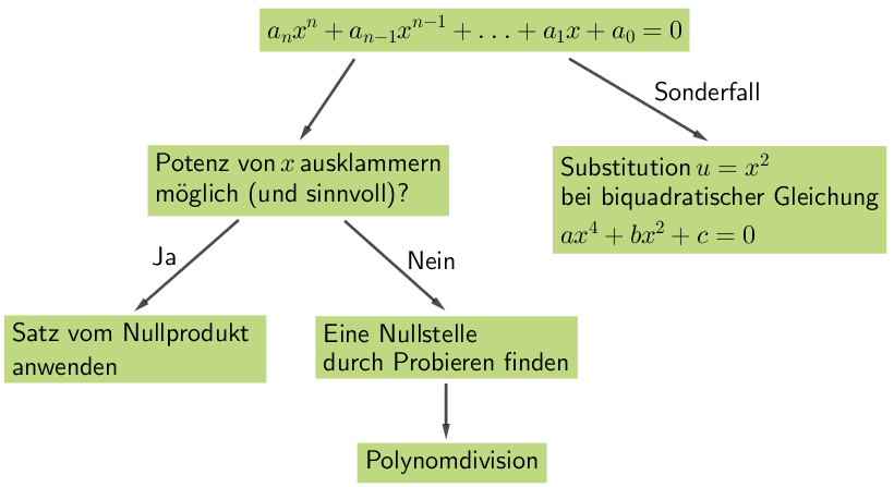 Vorgehensweise - Nullstellen einer ganzrationalen Funktion bestimmen